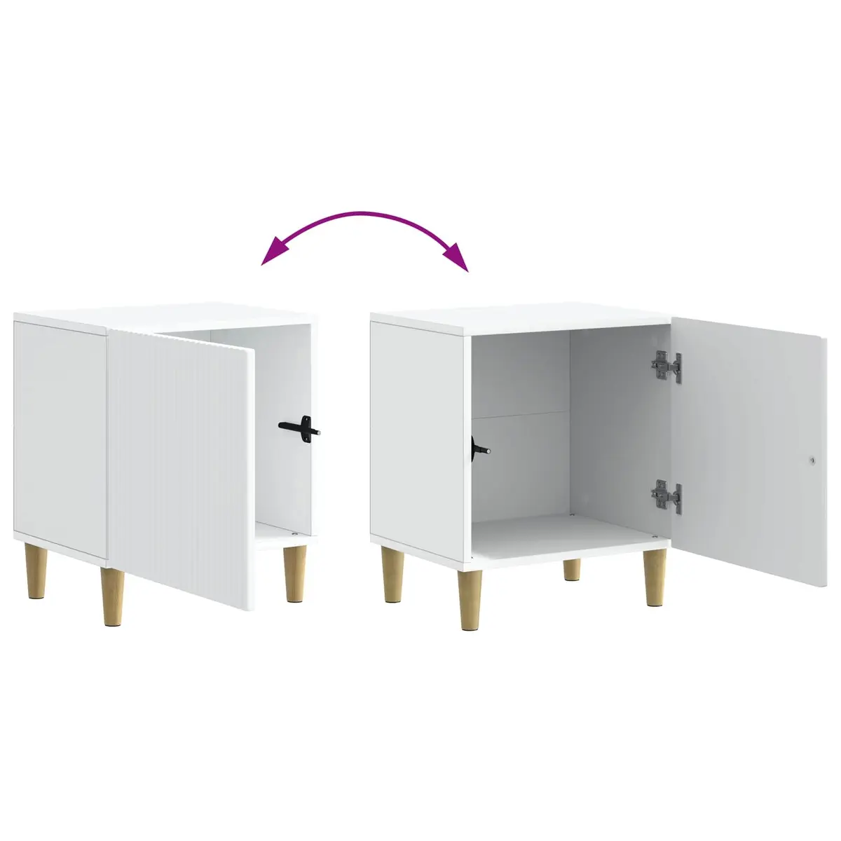 Bedside Table White Modern Engineered Wood Storage Cabinet 43 x 34.5 x 50 cm