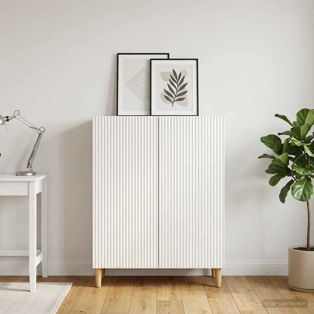 White Sideboard Storage Cabinet 66x34.5x90cm Modern Engineered Wood Furniture
