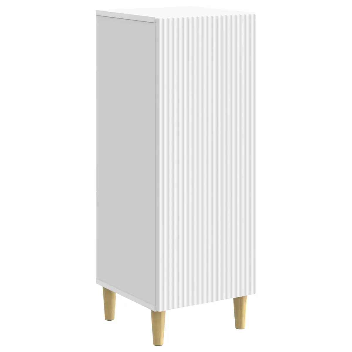 Sideboard Modern White Storage Cabinet Tapered Legs Board Shelves Indoor
