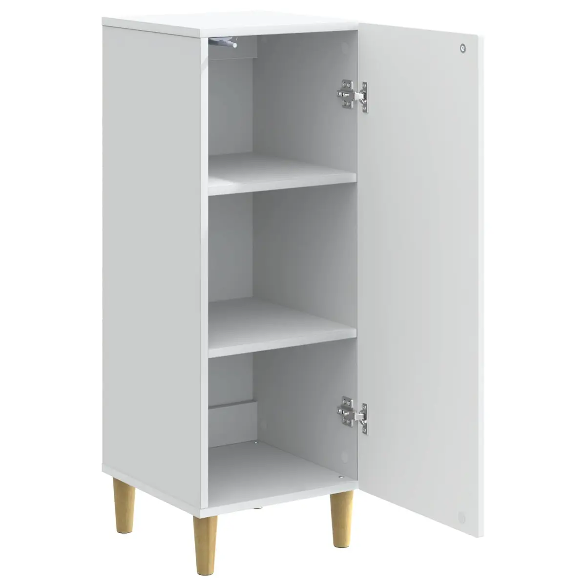 Sideboard Modern White Storage Cabinet Tapered Legs Board Shelves Indoor