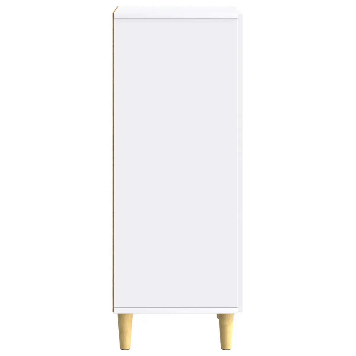 Sideboard Modern White Storage Cabinet Tapered Legs Board Shelves Indoor