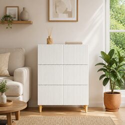 Drawer Cabinet White Storage Unit Modern Design Engineered Wood 66x34.5x90cm
