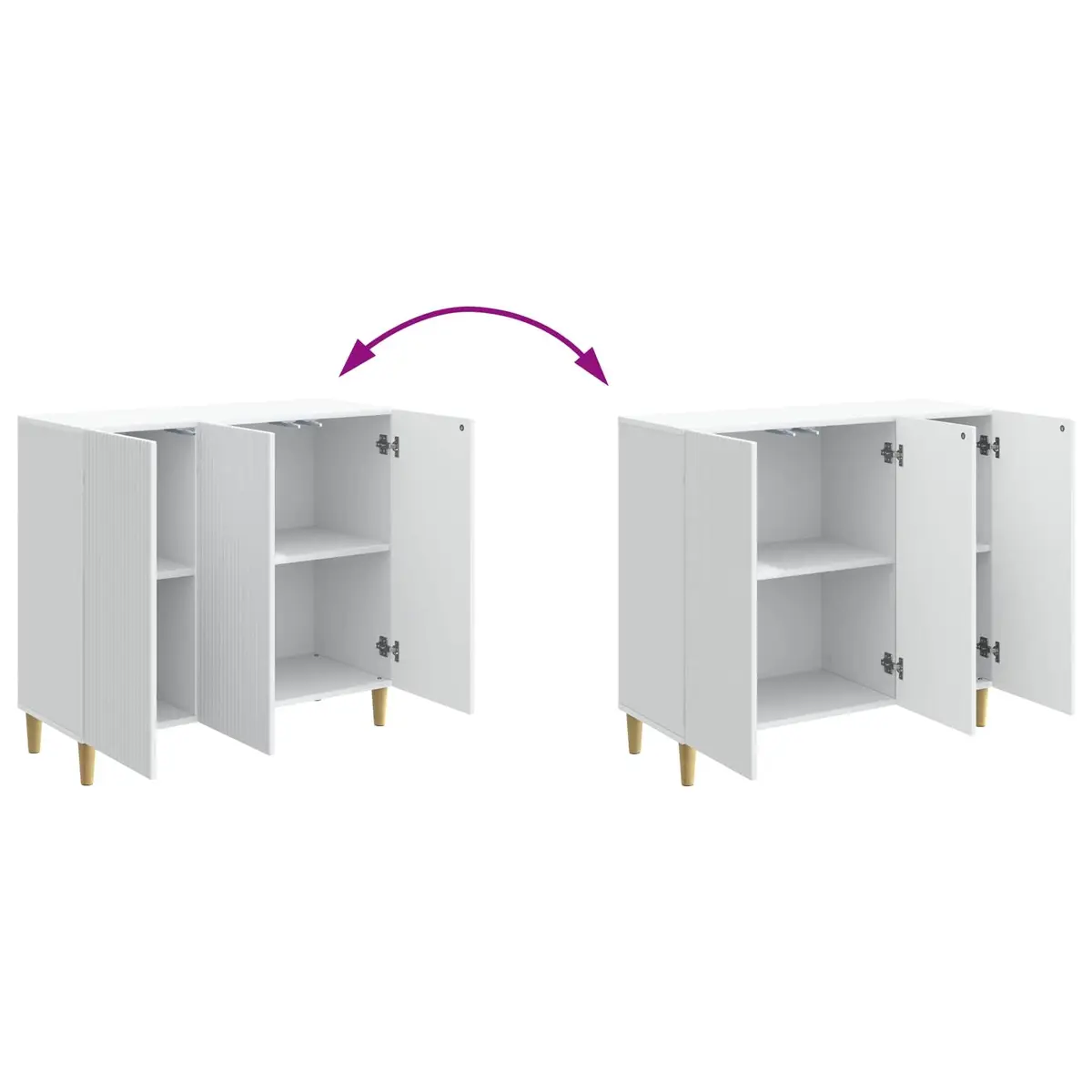White Sideboard Storage Cabinet 89 x 34.5 x 80 cm Engineered Wood Board Shelves