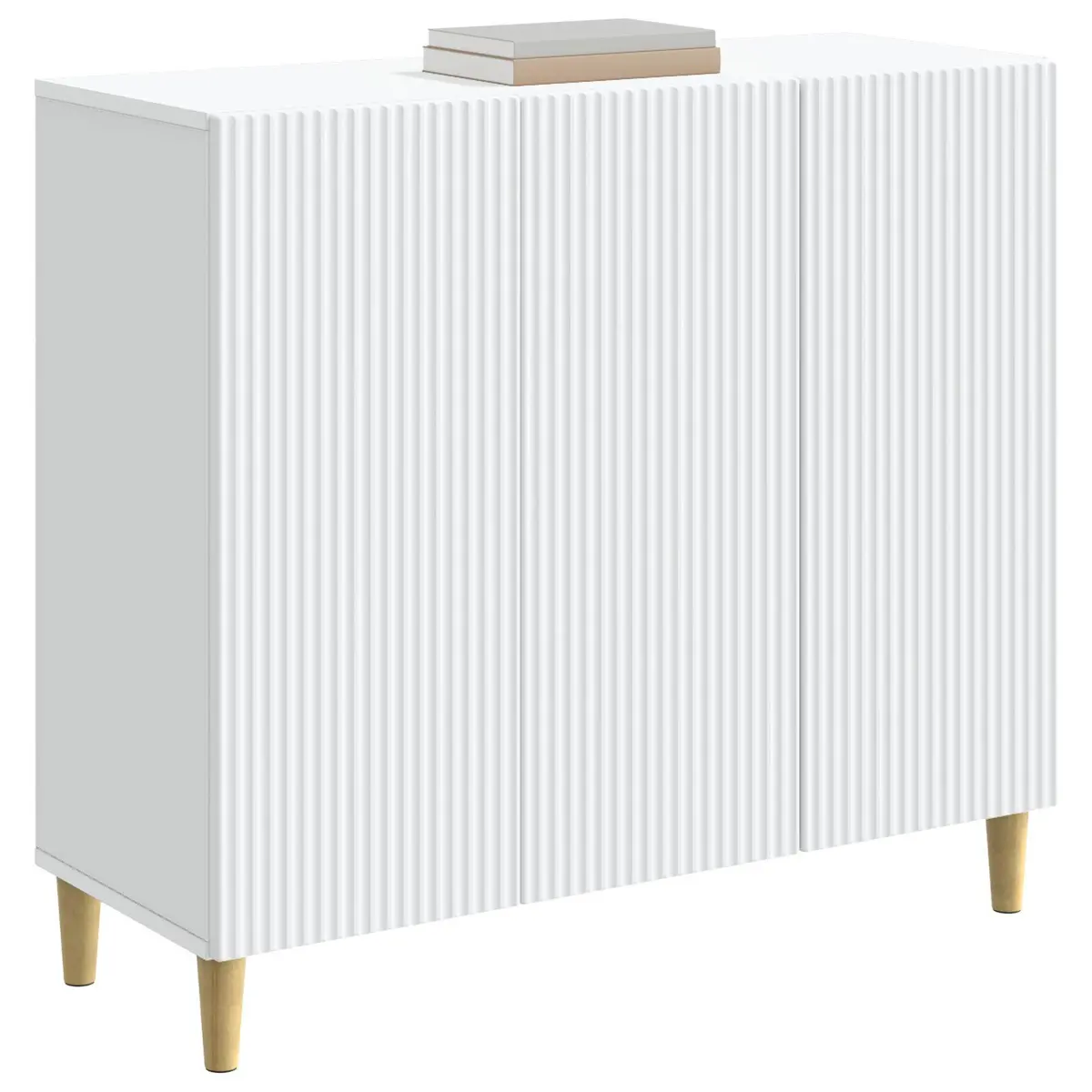 White Sideboard Storage Cabinet 89 x 34.5 x 80 cm Engineered Wood Board Shelves