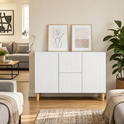 White Sideboard Storage Cabinet Modern Design Living Room Furniture 89x34.5x60cm