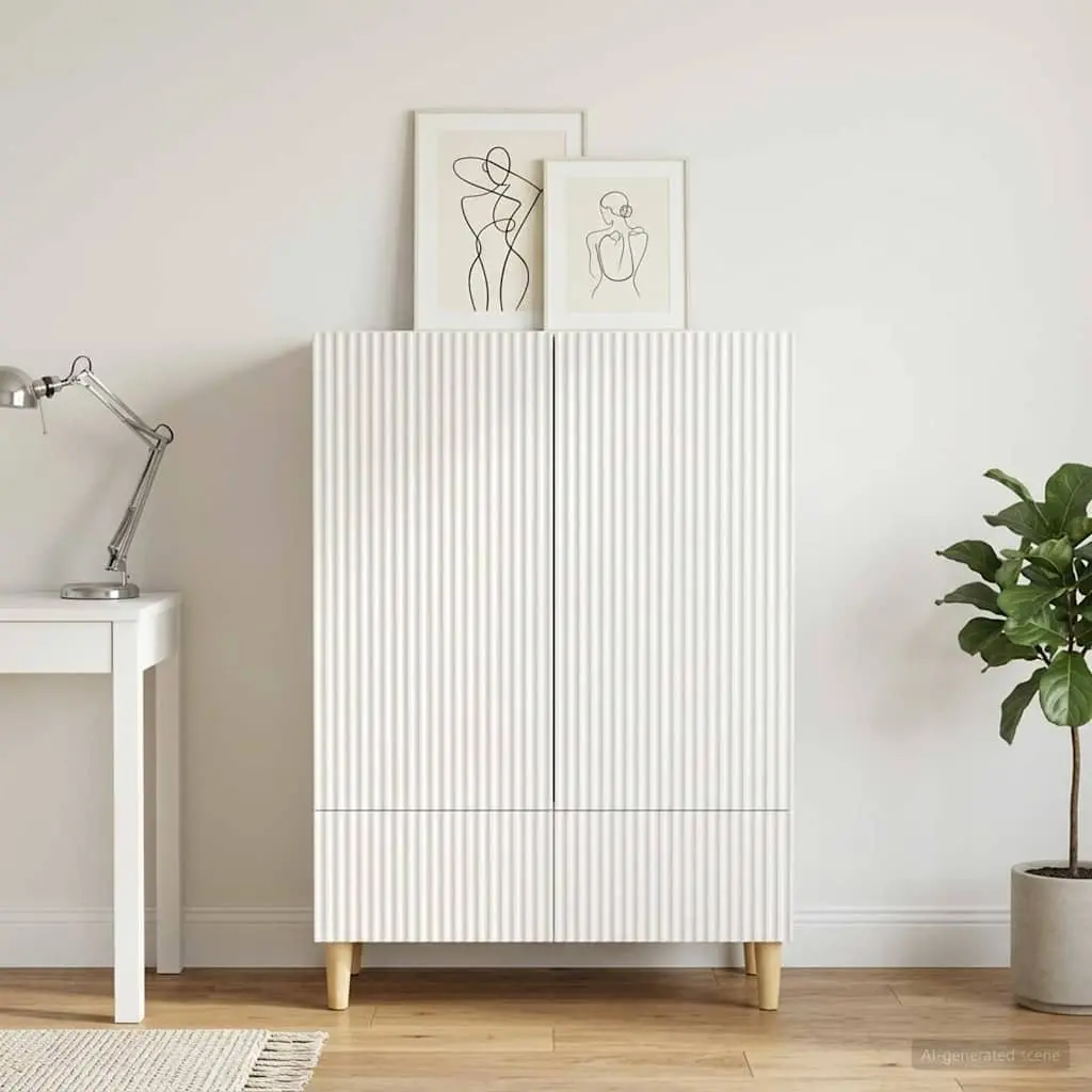 White Sideboard Cabinet Storage Buffet Engineered Wood Dining Room Lounge