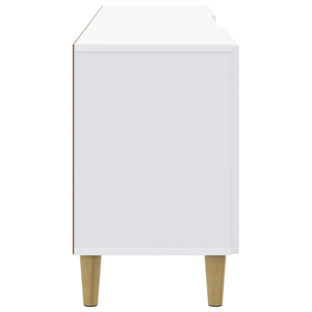 TV Cabinet White Modern 150cm Storage Unit with Board Shelves and Swing Doors