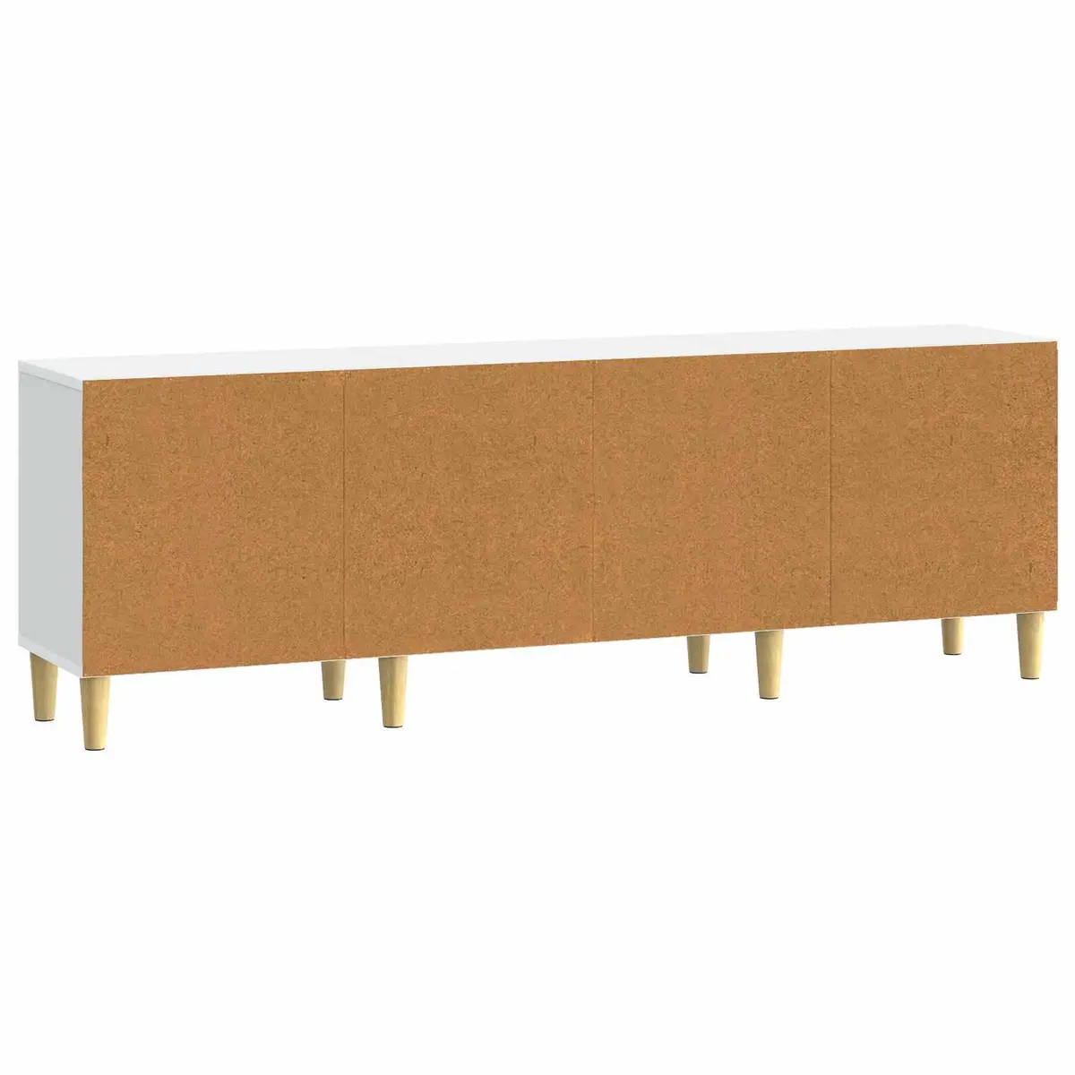 TV Cabinet White Modern 150cm Storage Unit with Board Shelves and Swing Doors