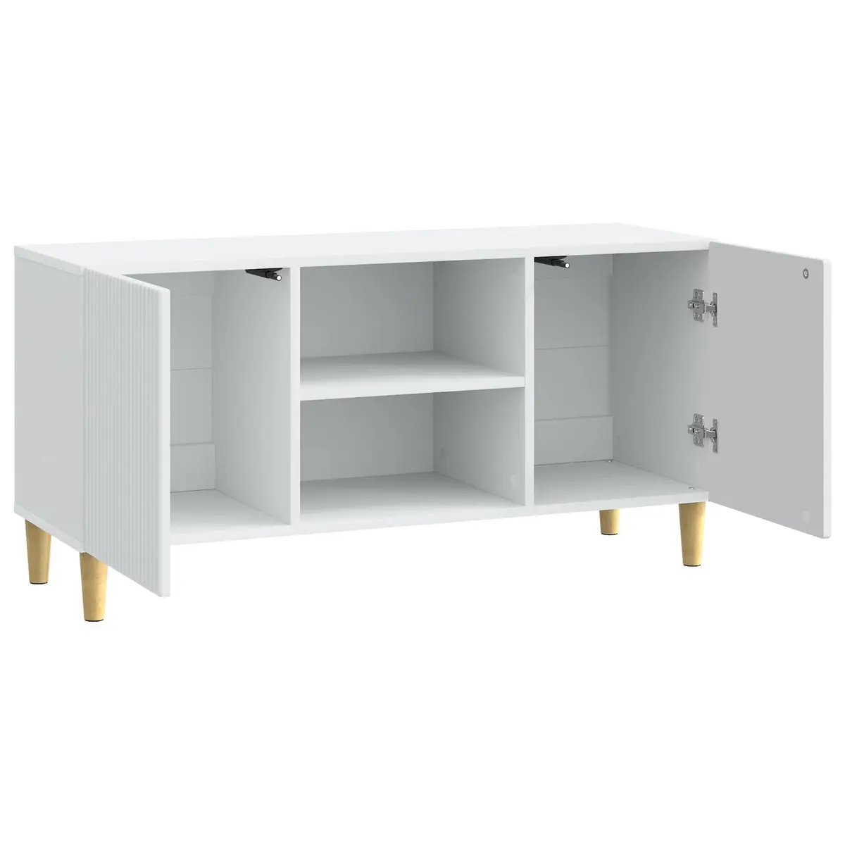 White Media Storage Cabinet with Easy Access Doors