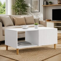 Your Vintage White Coffee Table with Storage Awaits!