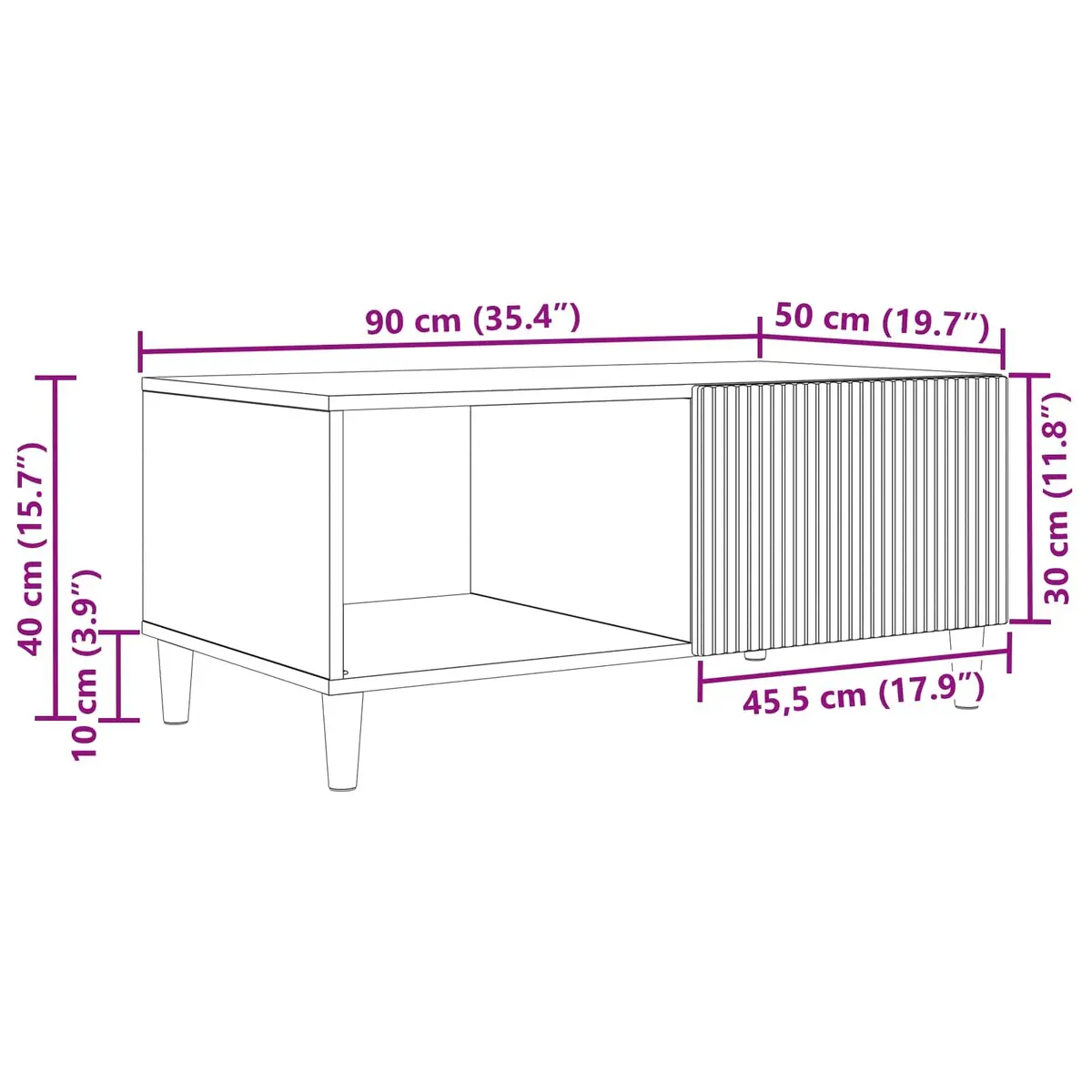 Coffee Table Vintage Storage White 90 x 50 x 40 cm Engineered Wood