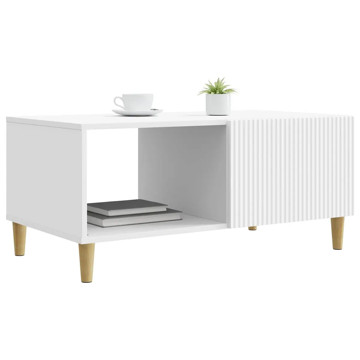 Coffee Table Vintage Storage White 90 x 50 x 40 cm Engineered Wood