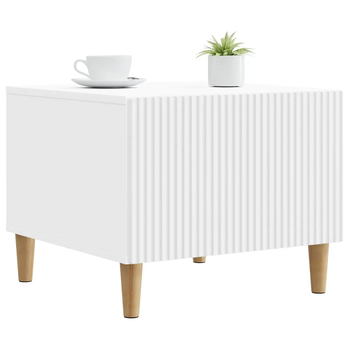 Coffee Table with Drawer Open Shelf Storage Living Room Accent White