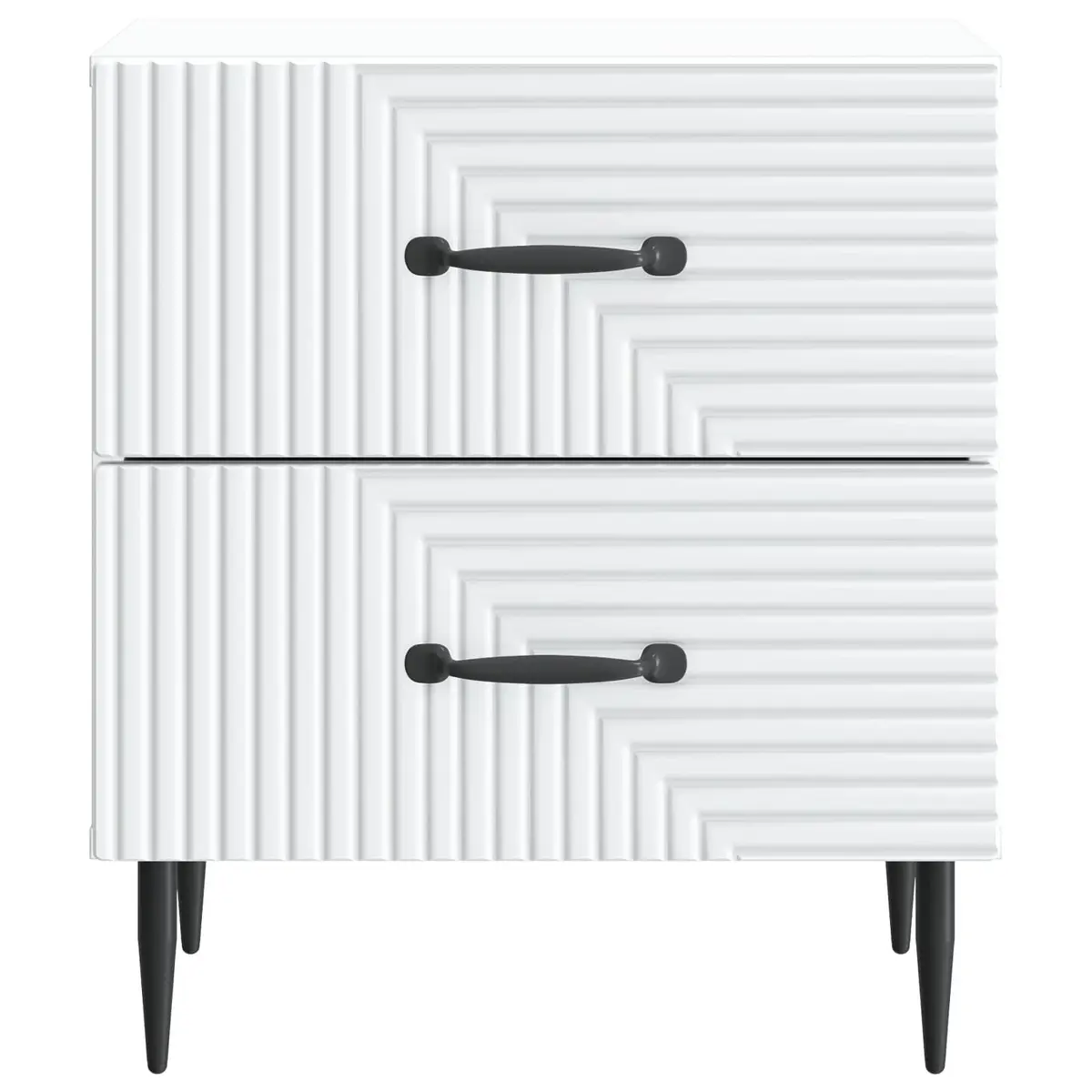 Bedside Cabinet White Bedroom Storage Nightstand Drawers Metal Legs Modern