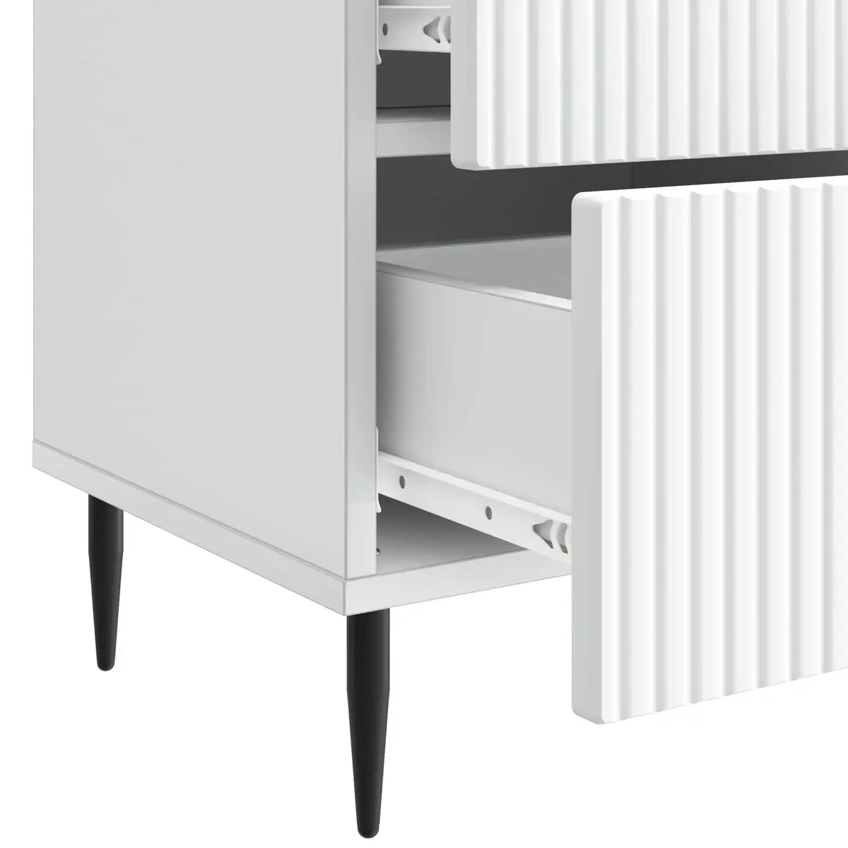 Bedside Cabinet White Bedroom Storage Nightstand Drawers Metal Legs Modern