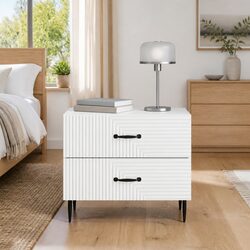 Bedside Cabinet White 62 x 34.5 x 47.5 cm Engineered Wood Drawers Storage