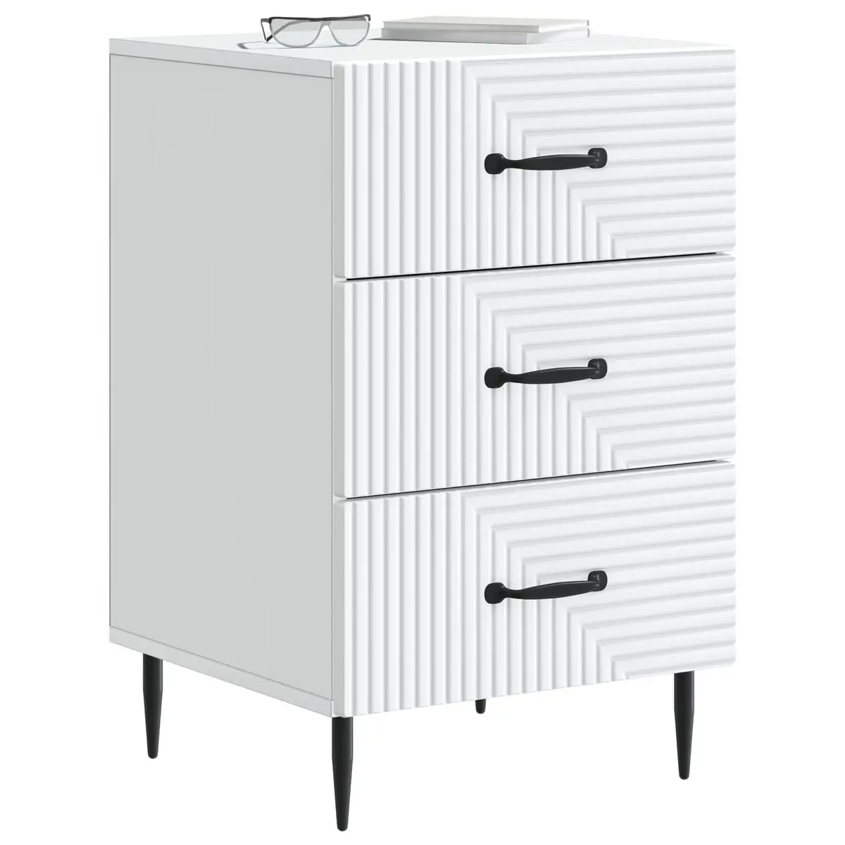 Bedside Table White Compact Nightstand with Drawer 43 x 41 x 66.5 cm