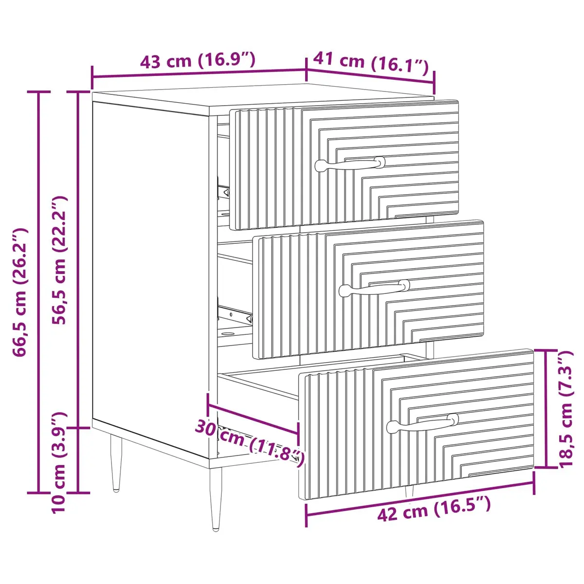 Bedside Table White Compact Nightstand with Drawer 43 x 41 x 66.5 cm