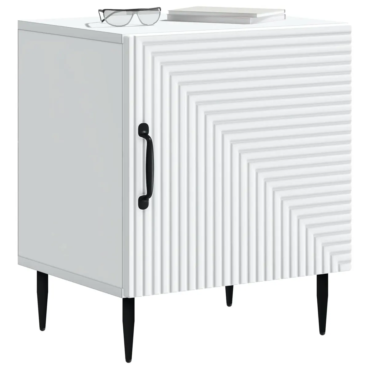 Bedside Cabinet White Modern Engineered Wood with Metal Legs 43 x 34.5 x 50cm