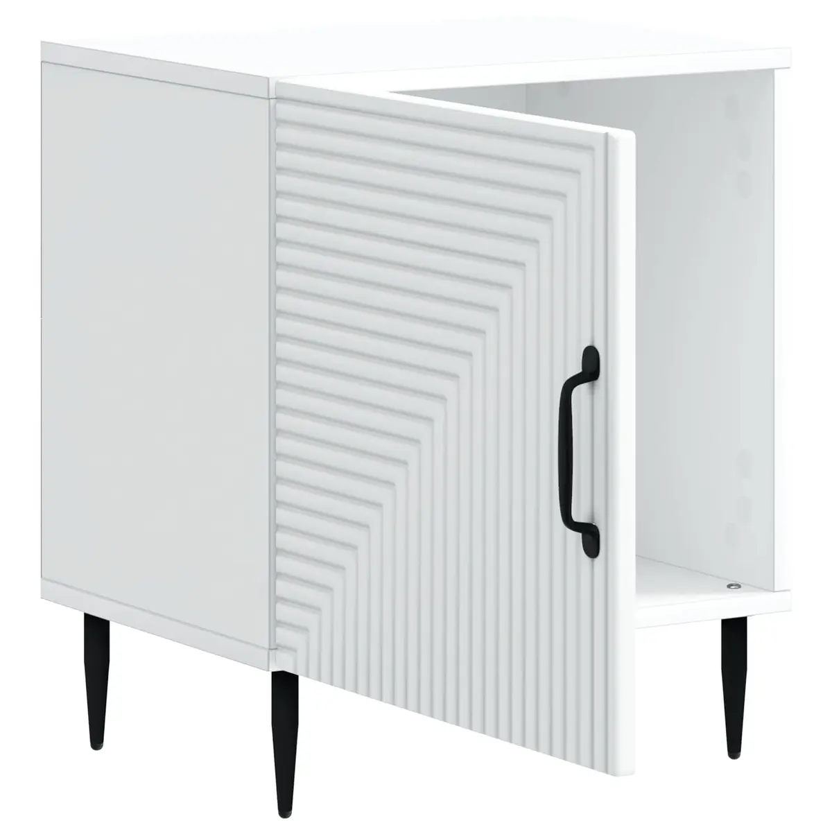Bedside Cabinet White Modern Engineered Wood with Metal Legs 43 x 34.5 x 50cm