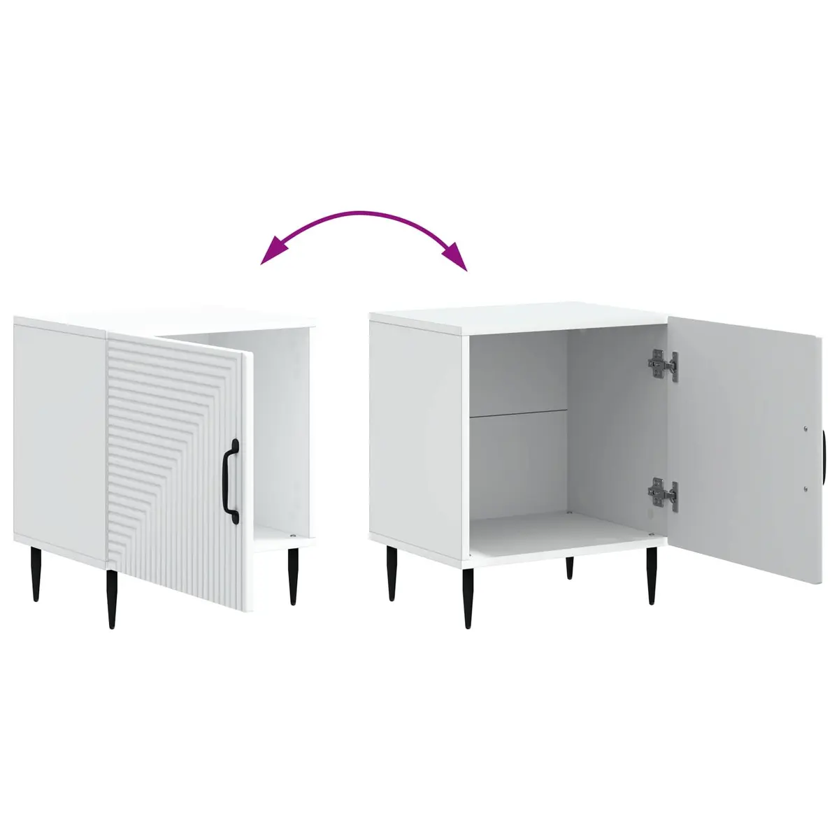 Bedside Cabinet White Modern Engineered Wood with Metal Legs 43 x 34.5 x 50cm