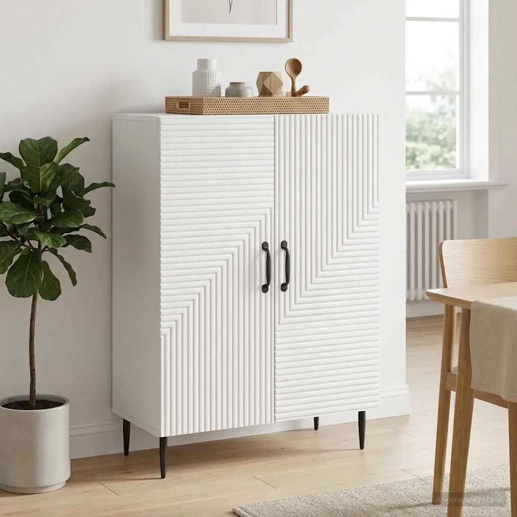 Sideboard Modern White Engineered Wood Storage Cabinet 66 x 34.5 x 89.5 cm