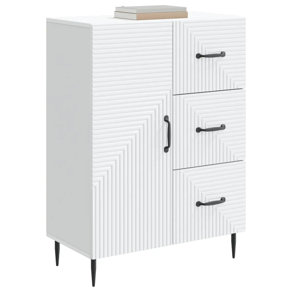 Sideboard White Modern Storage Cabinet Engineered Wood Furniture with Doors