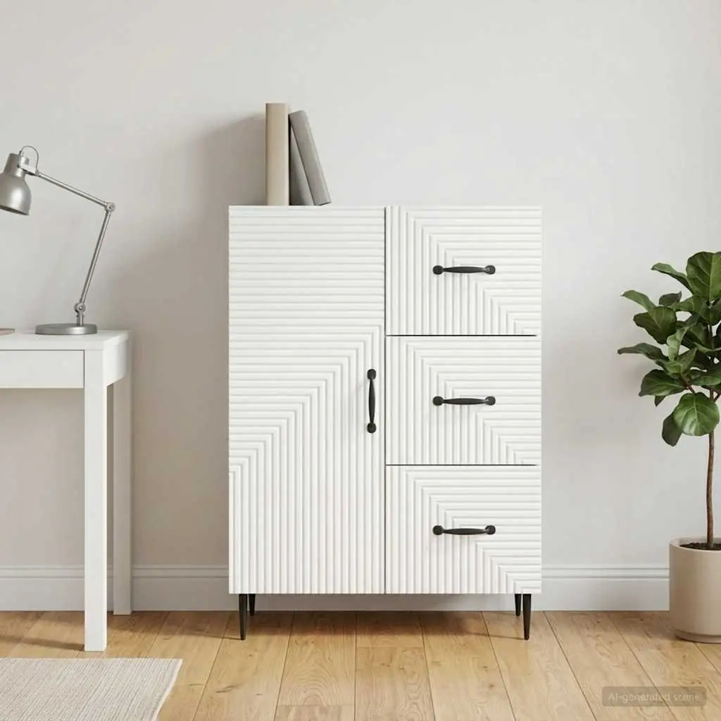 Sideboard White Modern Storage Cabinet Engineered Wood Furniture with Doors