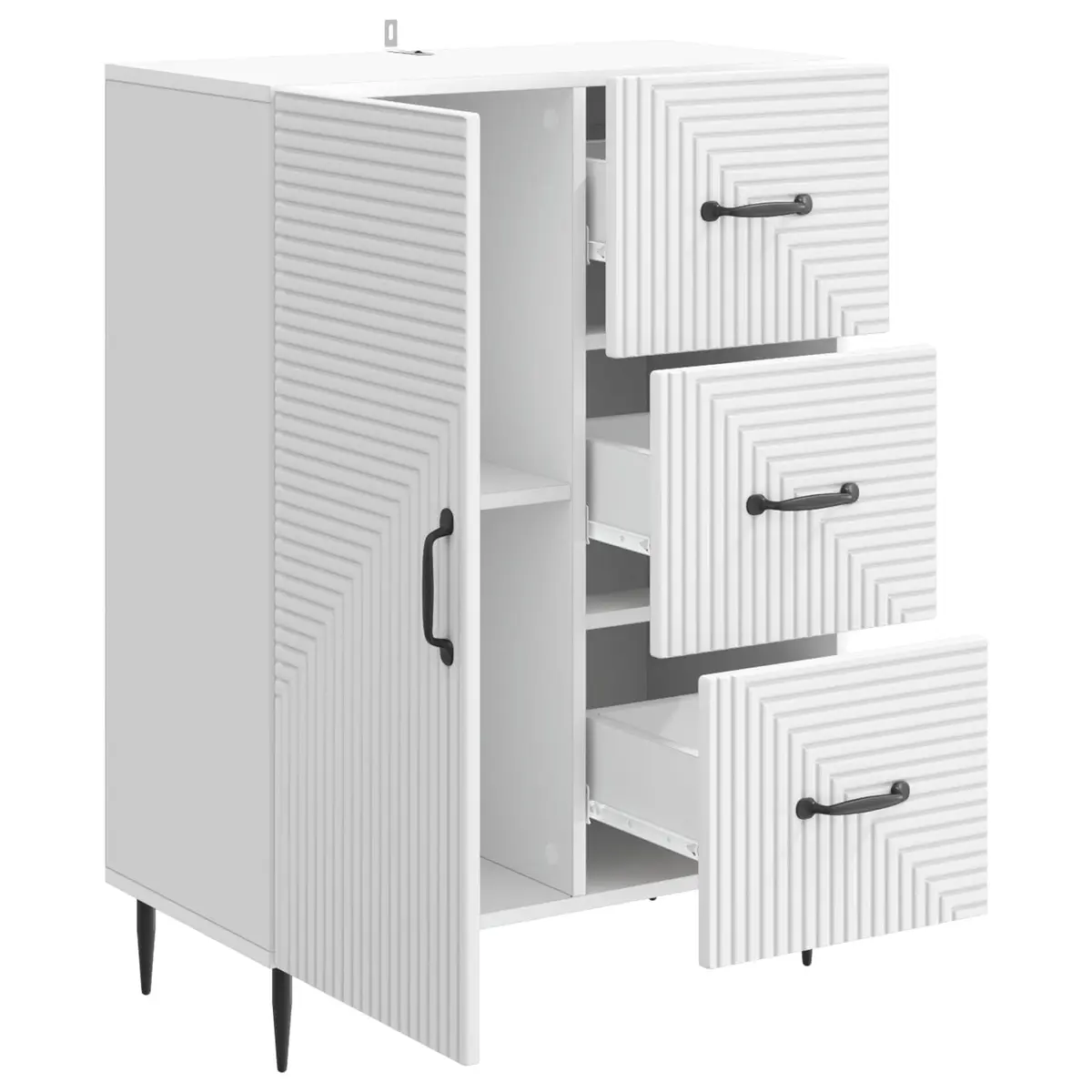 Sideboard White Modern Storage Cabinet Engineered Wood Furniture with Doors