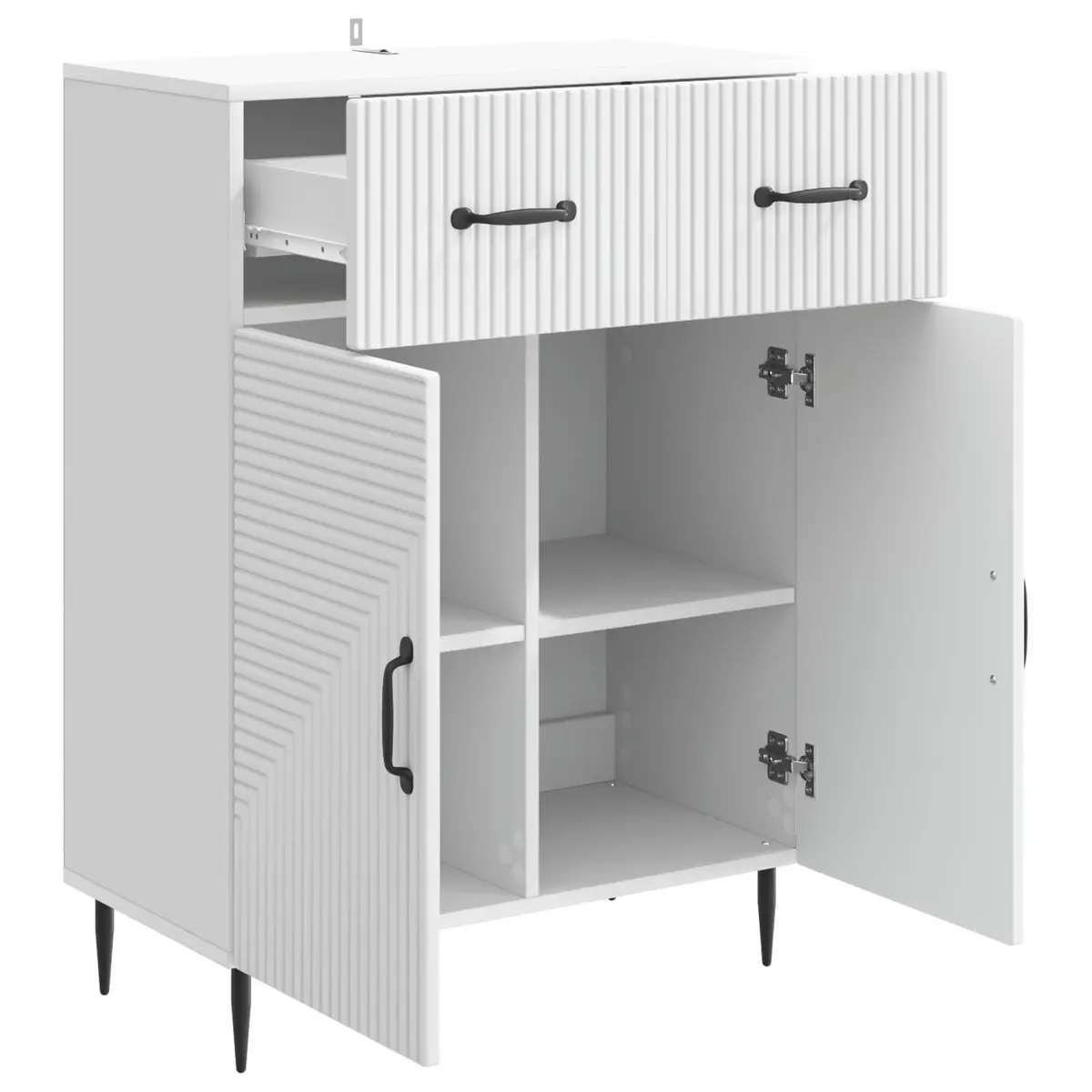 Storage Cabinet White Sideboard 66 x 34.5 x 89.5 cm for Living Dining Room