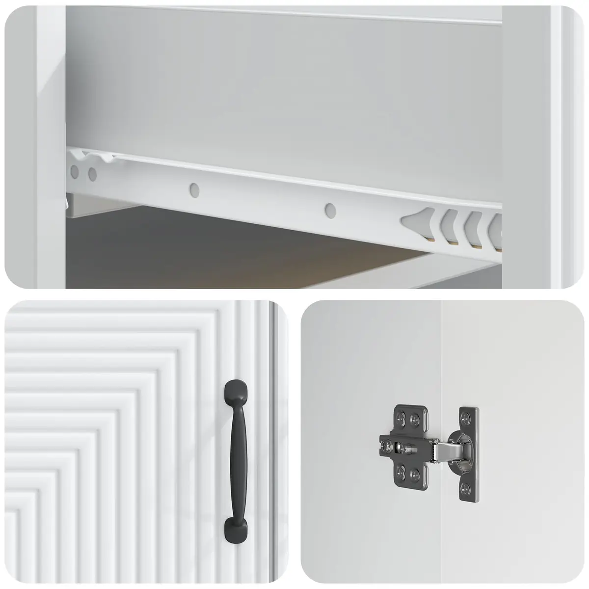 Storage Cabinet White Sideboard 66 x 34.5 x 89.5 cm for Living Dining Room