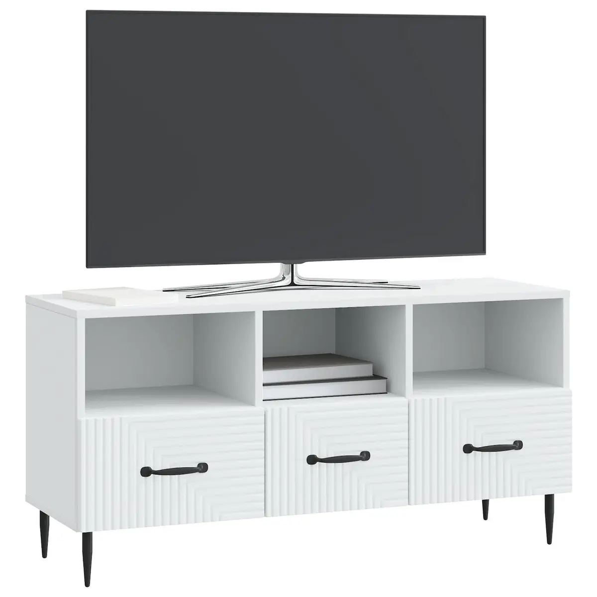 TV Cabinet Engineered Wood White 102cm Living Room Storage Unit