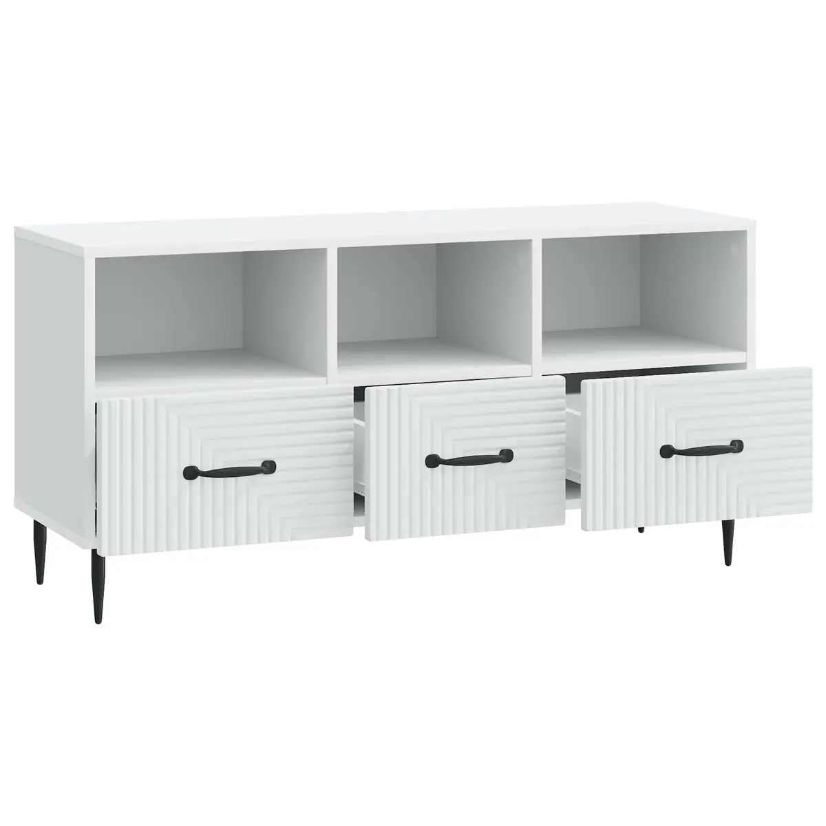 TV Cabinet Engineered Wood White 102cm Living Room Storage Unit