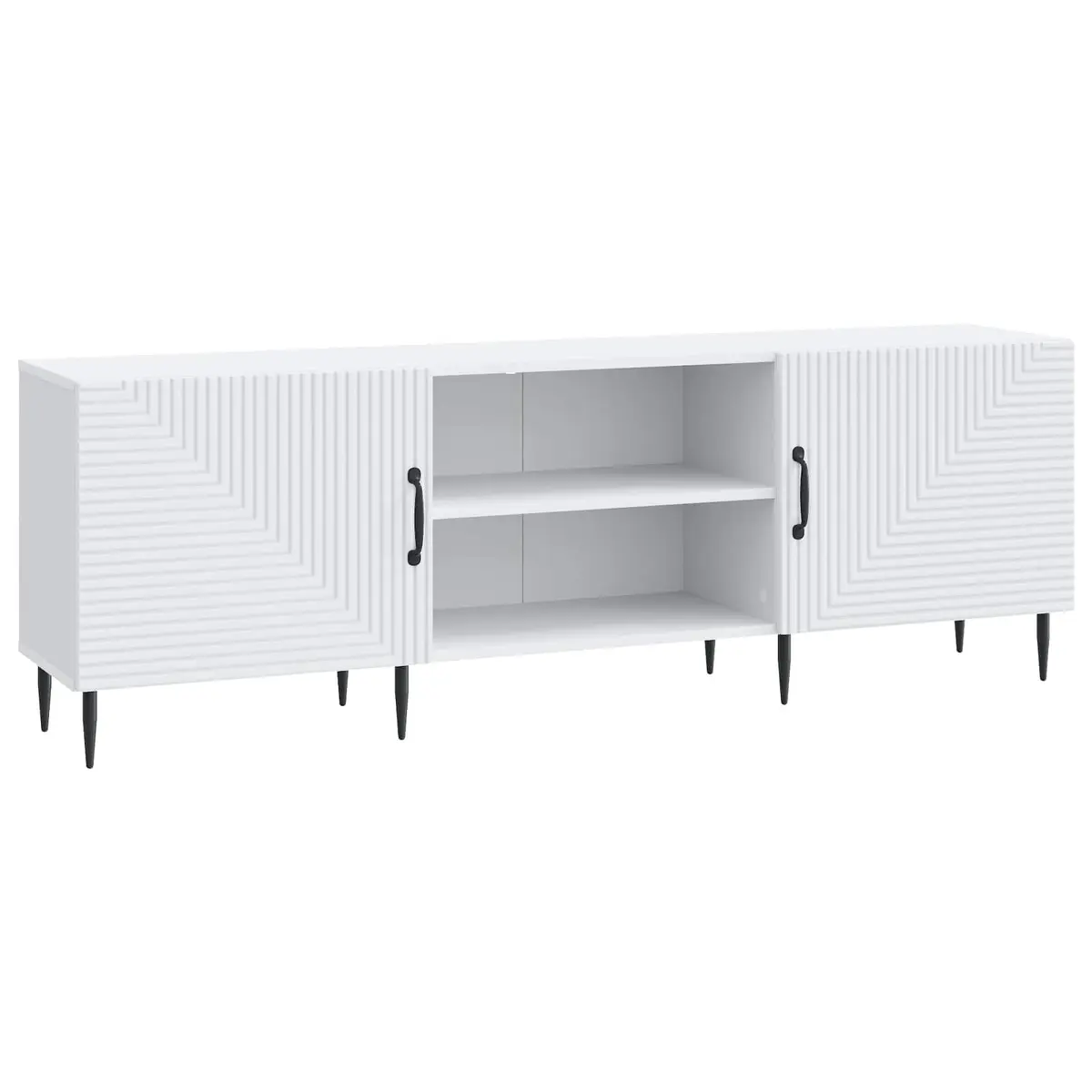 TV Cabinet White Engineered Wood 150 x 31 x 50 cm Lowboard Storage Unit