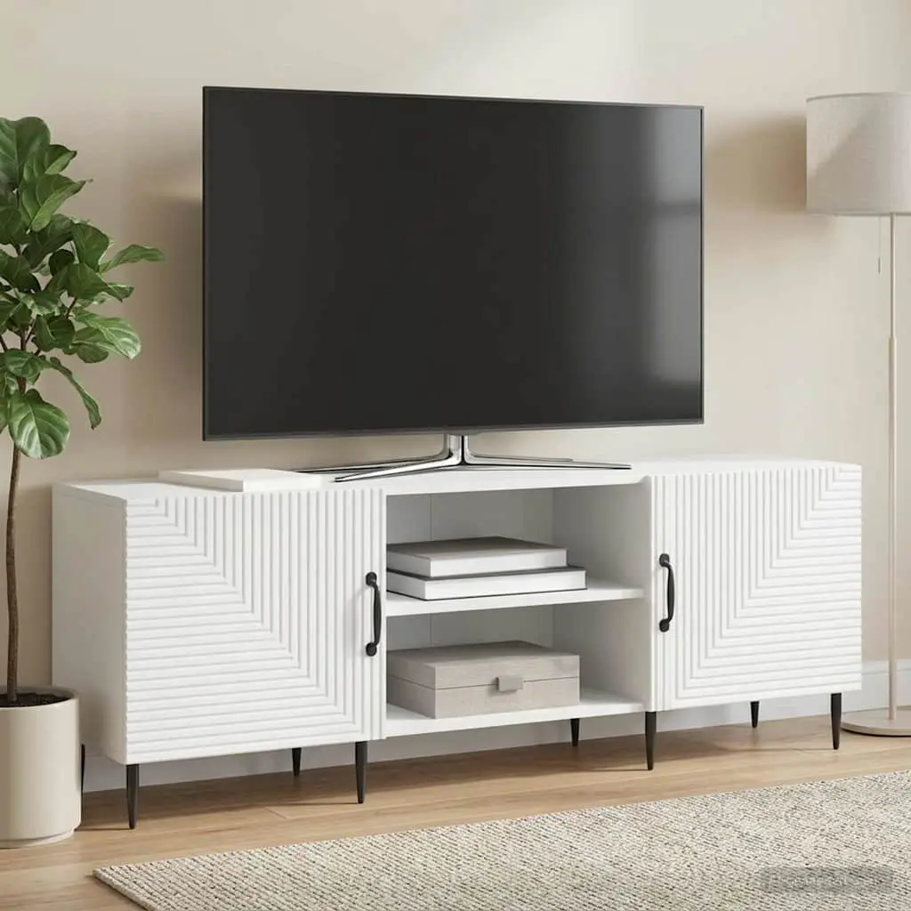 TV Cabinet White Engineered Wood 150 x 31 x 50 cm Lowboard Storage Unit