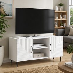 Your New Favorite Vintage-Style TV Cabinet in White 102x34.5x50cm