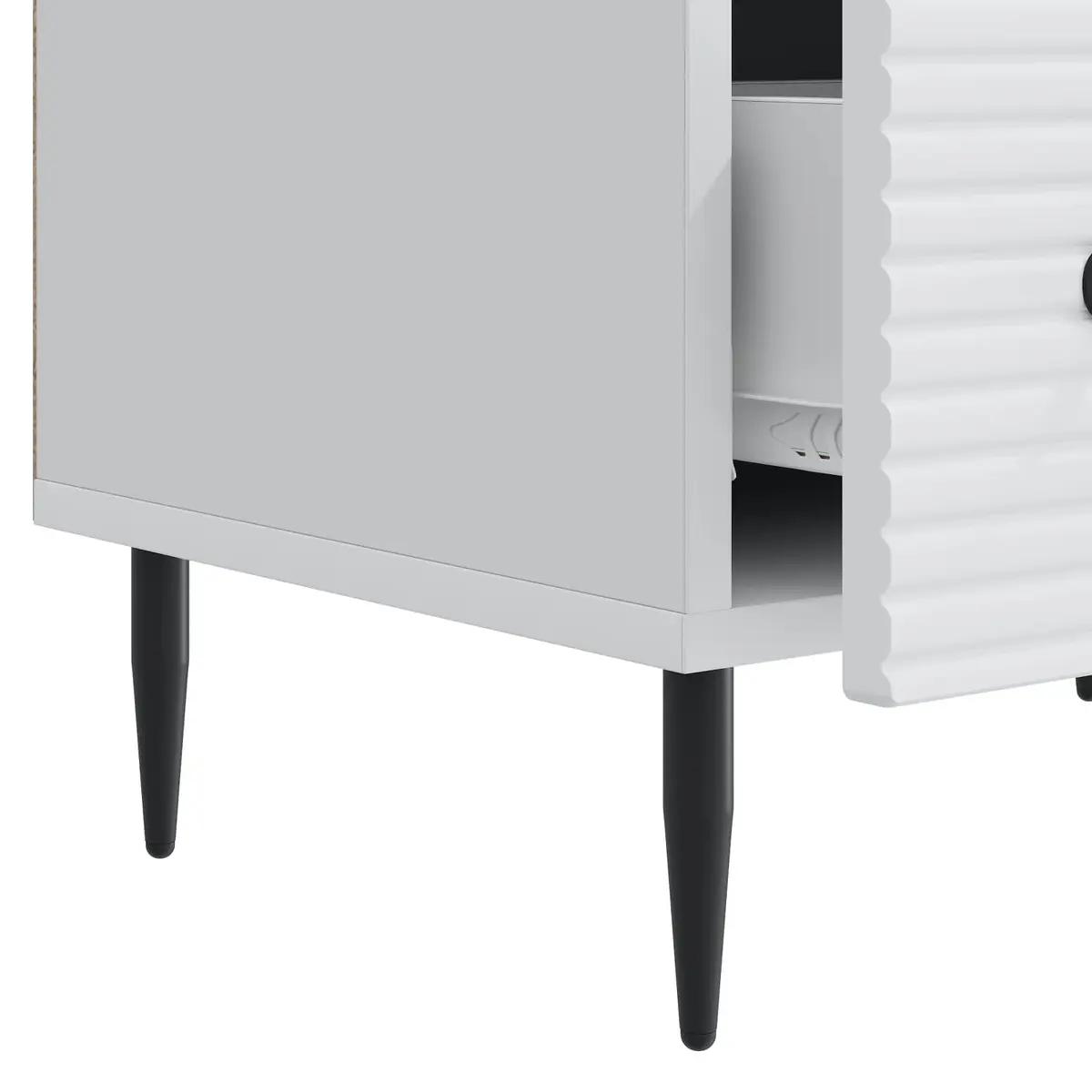 TV Cabinet with Drawer White Living Room Storage Unit Modern Vintage Design