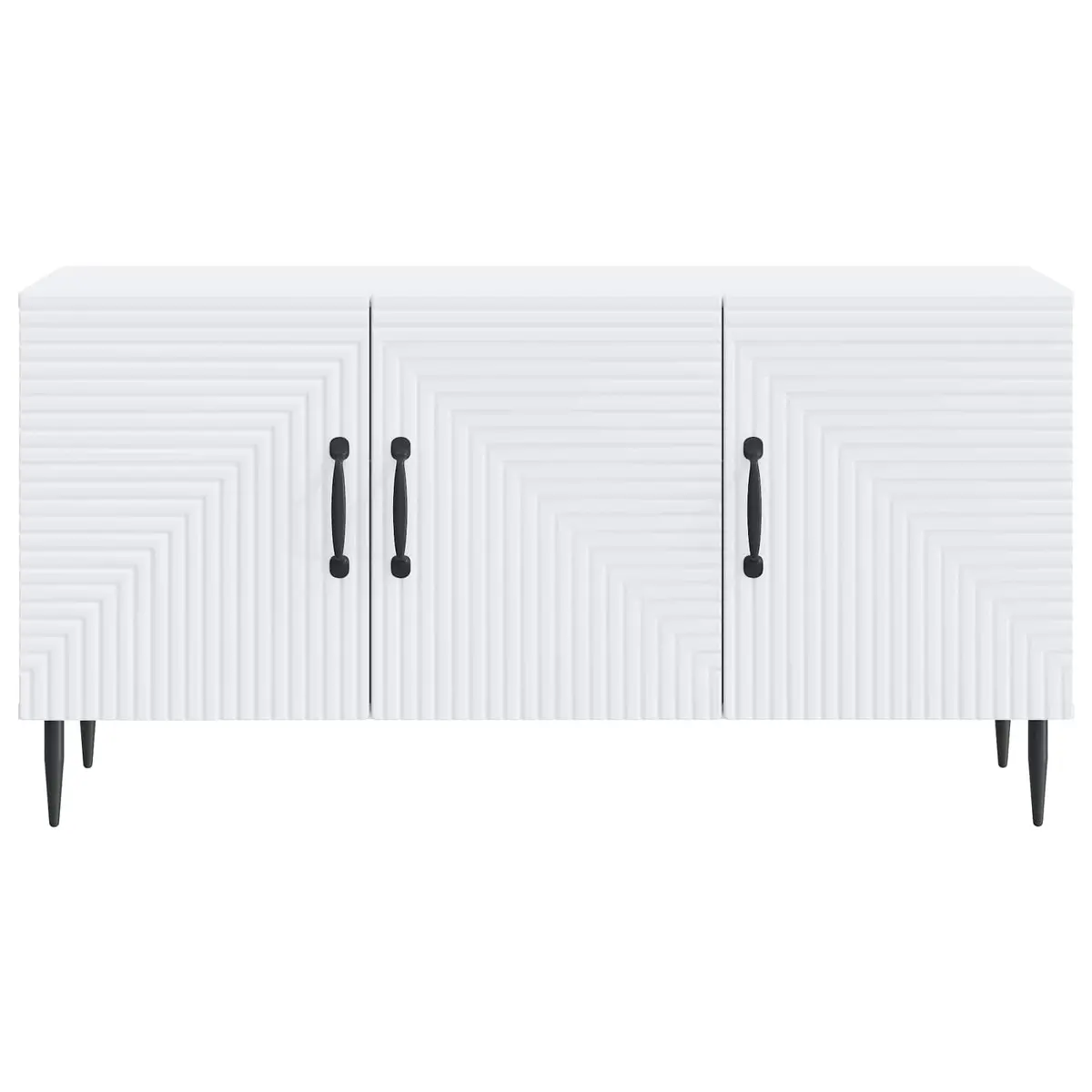 White TV Cabinet Low-Profile Entertainment Unit Storage Engineered Wood 99cm