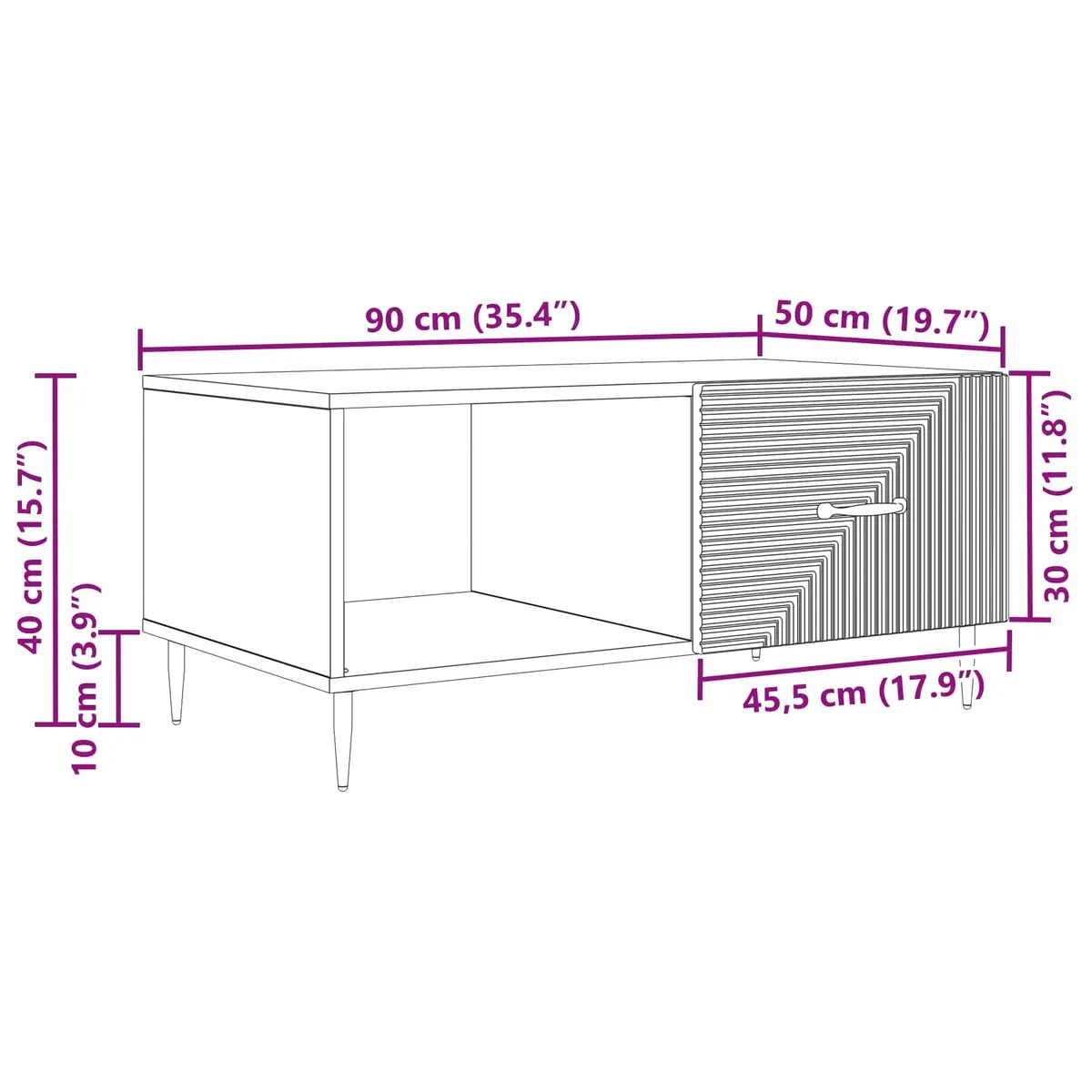White Rectangular Coffee Table with Storage