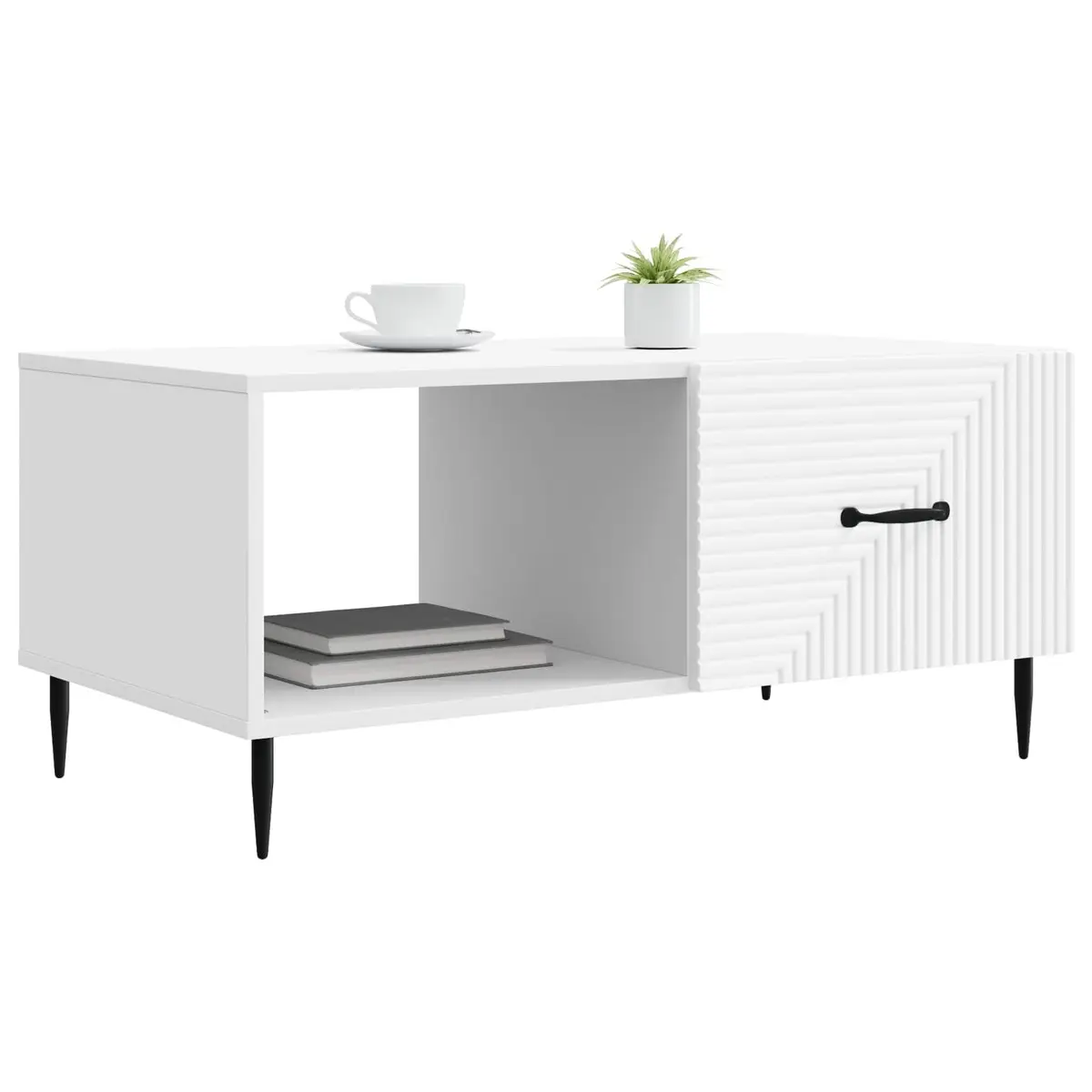White Rectangular Coffee Table with Storage