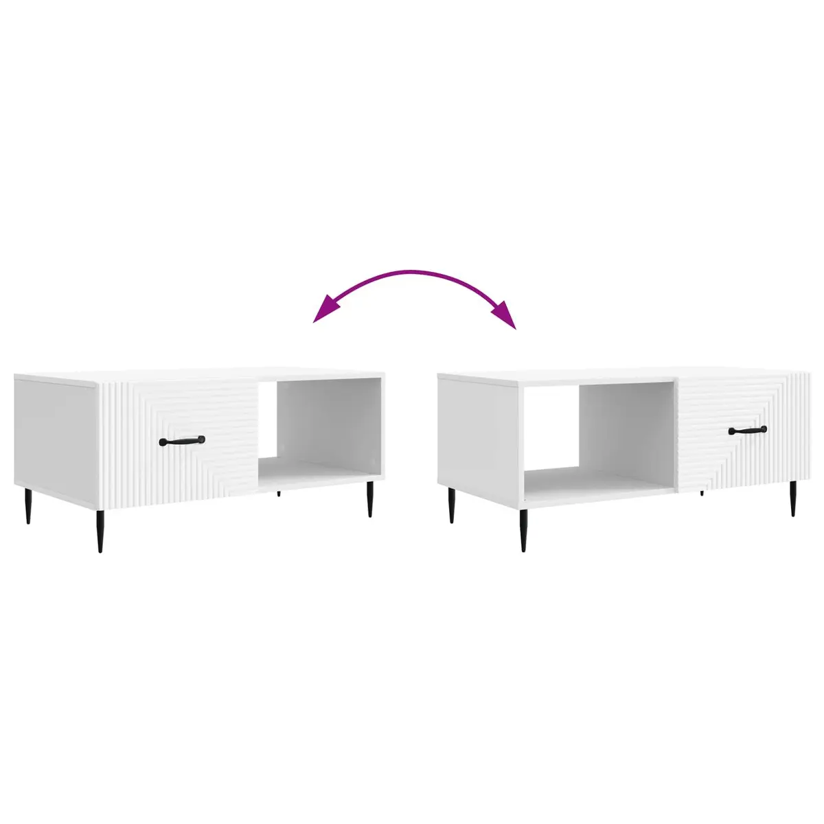 White Rectangular Coffee Table with Storage