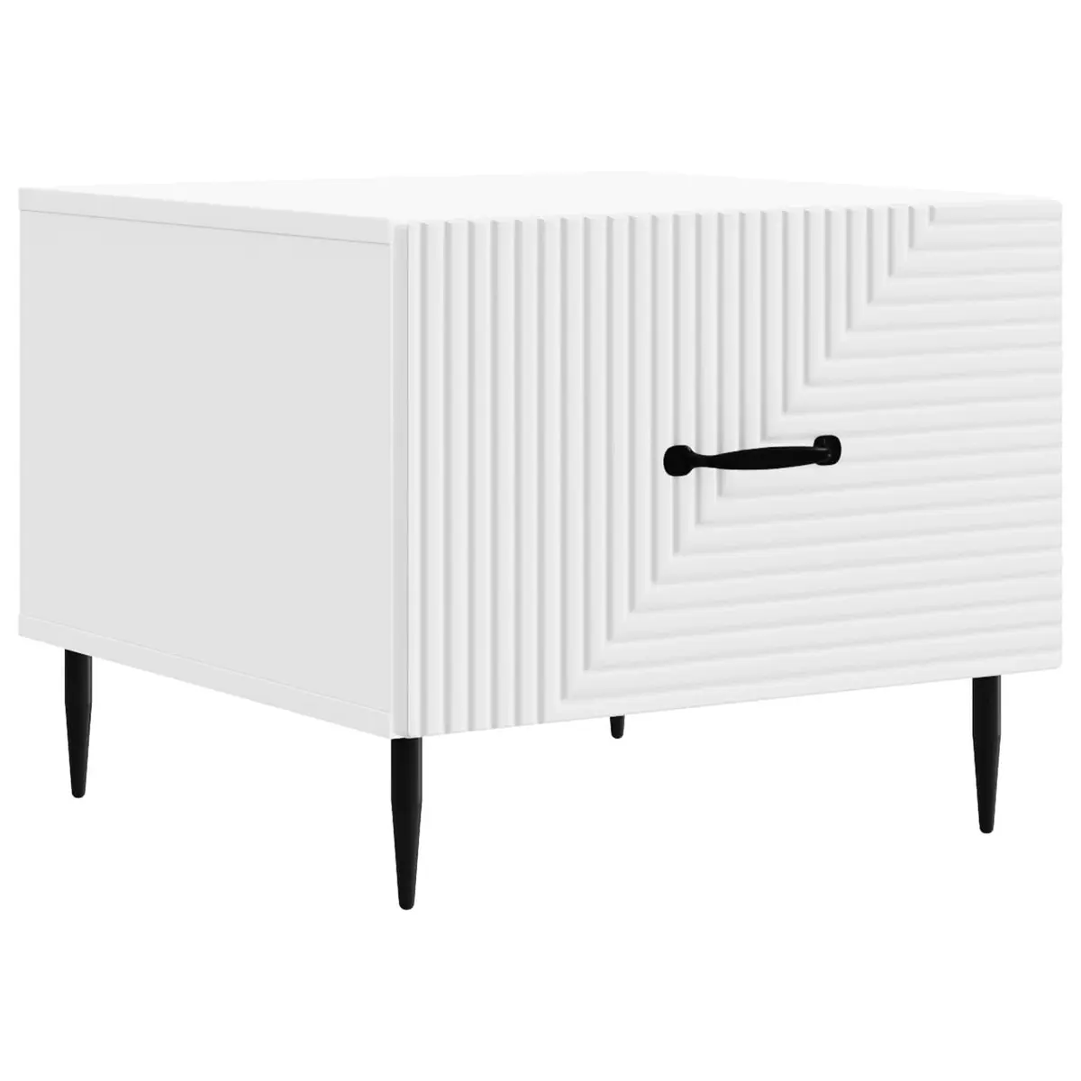 Coffee Table Modern Vintage Accent White Engineered Wood with Drawer 49 x 50 x 40 cm