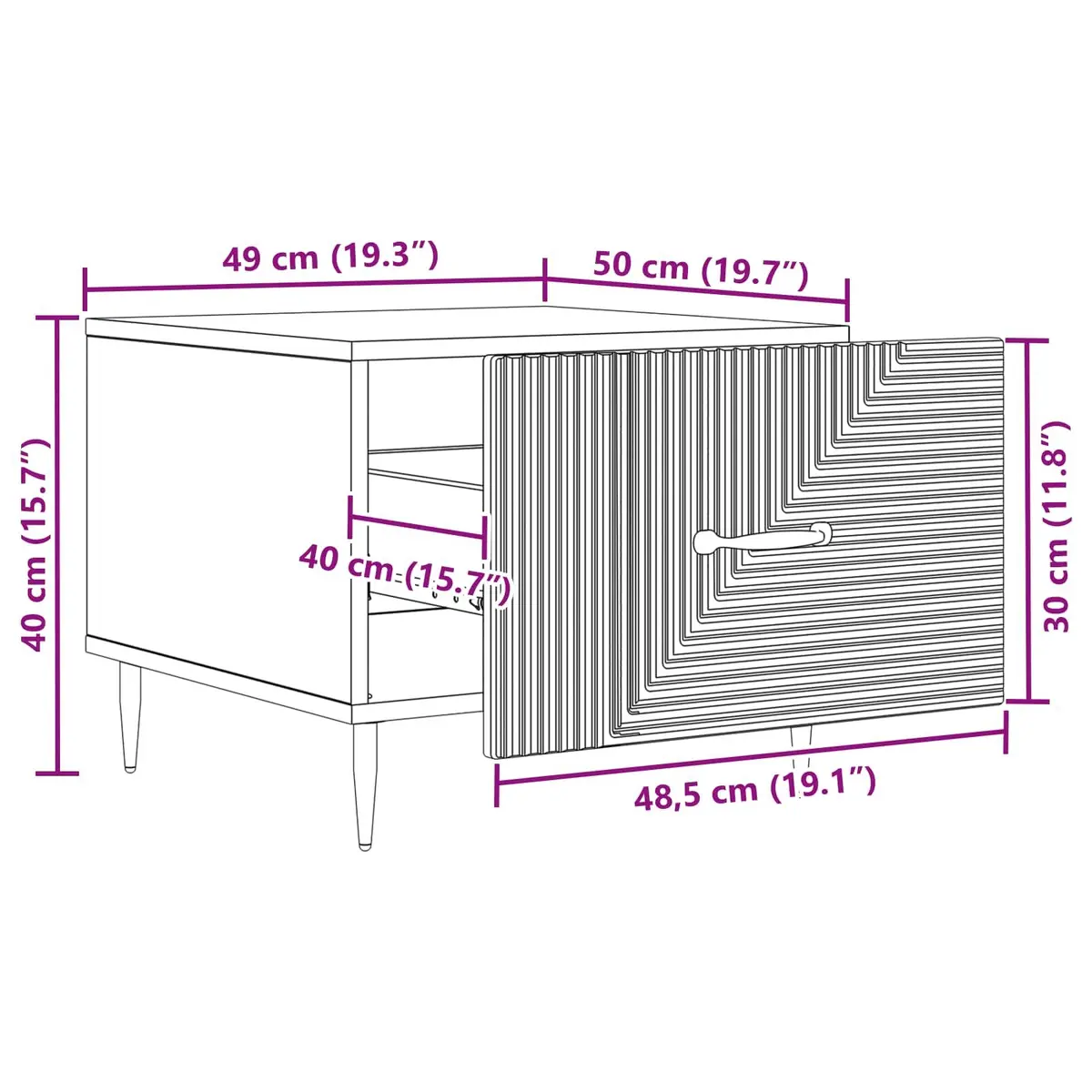 Coffee Table Modern Vintage Accent White Engineered Wood with Drawer 49 x 50 x 40 cm