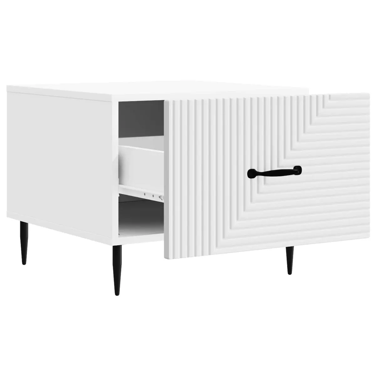 Coffee Table Modern Vintage Accent White Engineered Wood with Drawer 49 x 50 x 40 cm