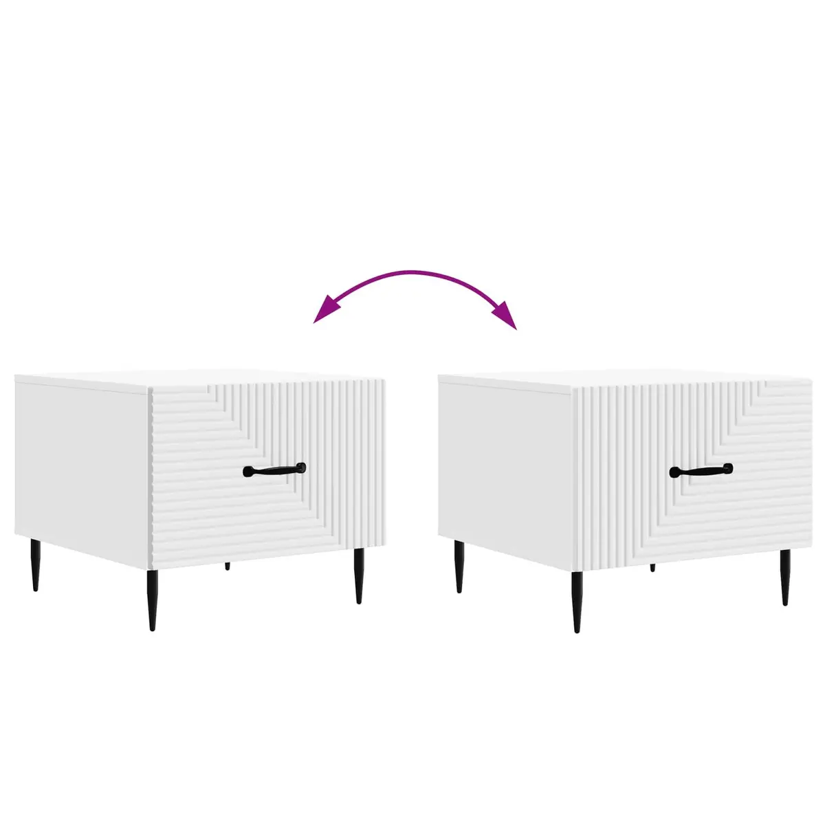 Coffee Table Modern Vintage Accent White Engineered Wood with Drawer 49 x 50 x 40 cm