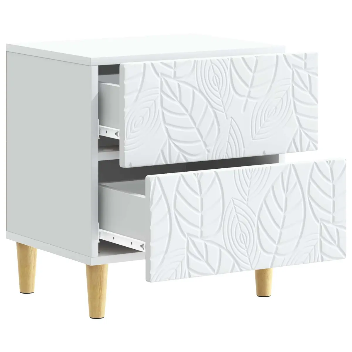 Bedside Table White Engineered Wood Compact Nightstand Storage Drawer