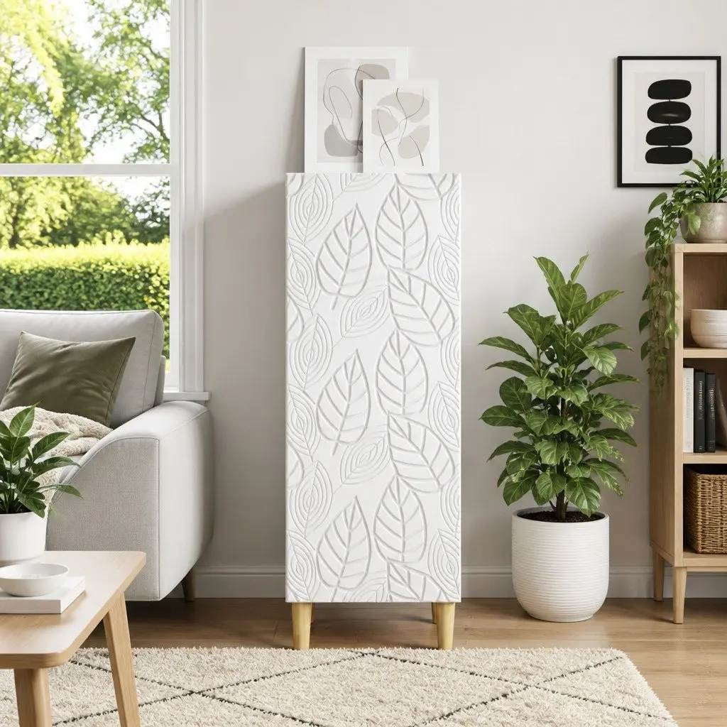 White Sideboard Storage Cabinet 33x34.5x90cm Engineered Wood Dining Living Room
