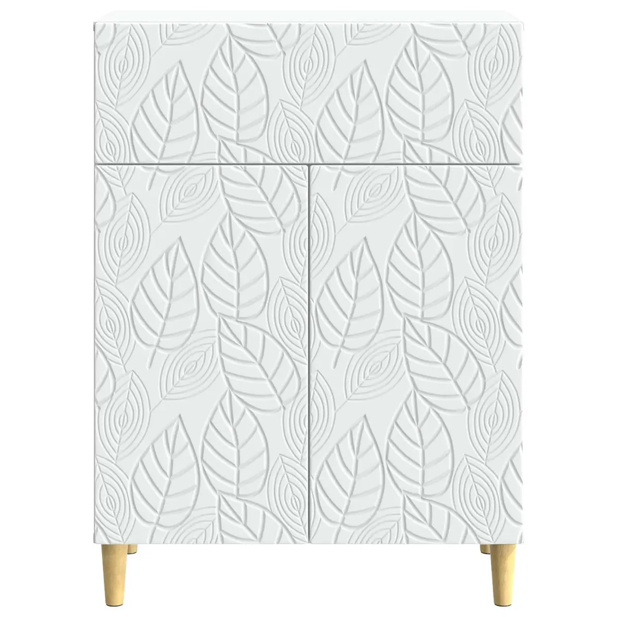 White Sideboard Storage Cabinet 66cm Wide Engineered Wood Swing Doors Shelves