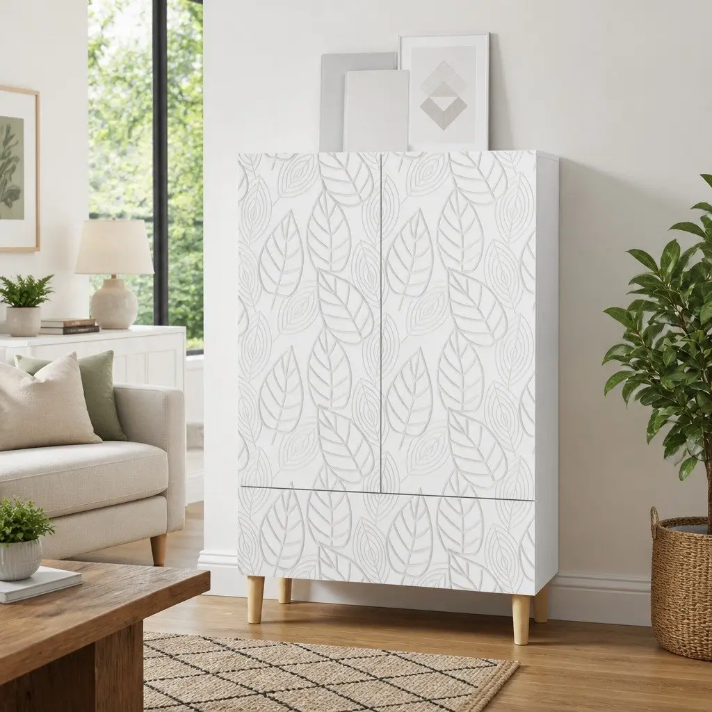 Sideboard White Rectangular 66x34.5x95cm Modern Furniture Storage Cabinet