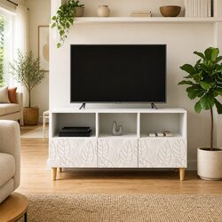 Friendly White TV Cabinet with Room for Everything